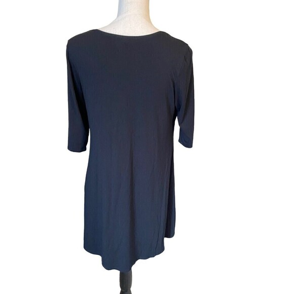 EILEEN Fisher Dress Black 3/4 Sleeves Stretch Midi Womens Size Medium Ne… - Picture 3 of 7